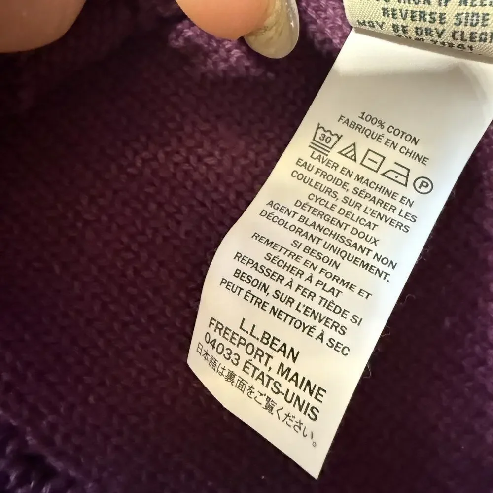 LL Bean Womens Cotton Cable Knit Tennis Prep Sweater Sz L P Classic Fisherman - Picture 6 of 9
